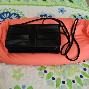 Chic Black Clutch with Wristlet Strap